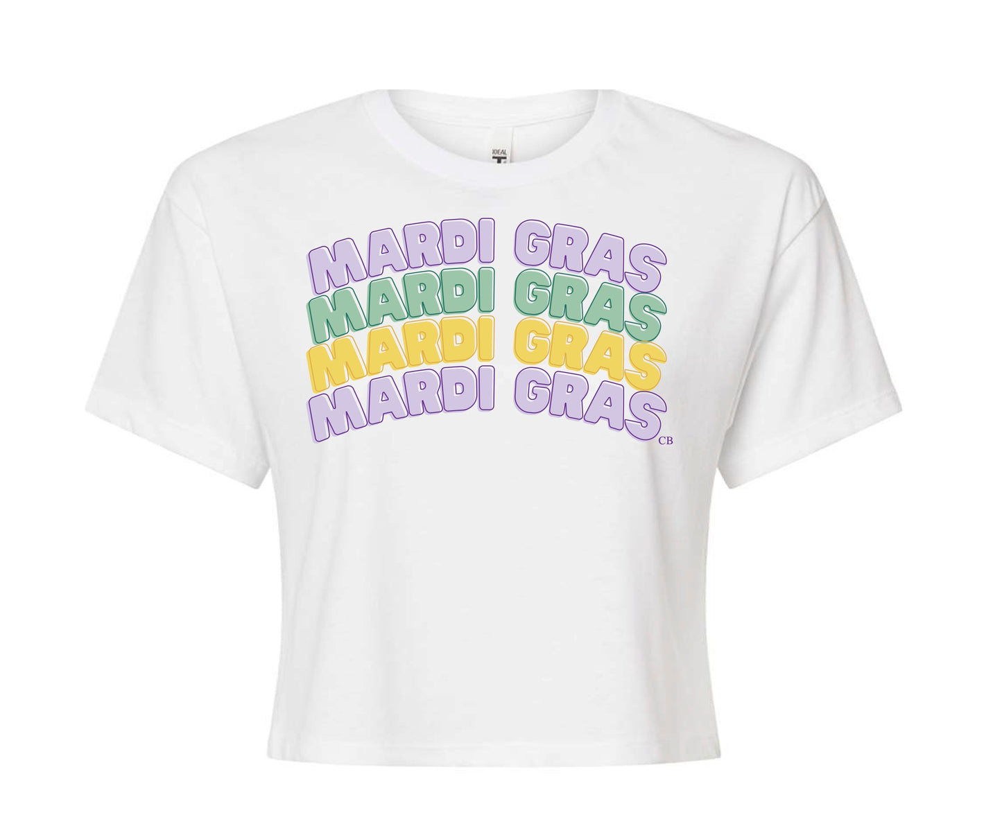 Mardi Gras x4 crop Tee