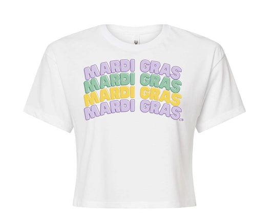 Mardi Gras x4 crop Tee