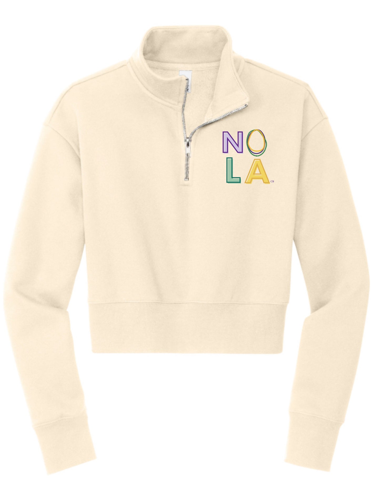 NOLA Beaded 1/2 zip crop